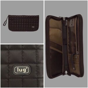lug Tango Matte Luxe VL Travel RFID Vegan Brown Quilted Nylon Wristlet Wallet